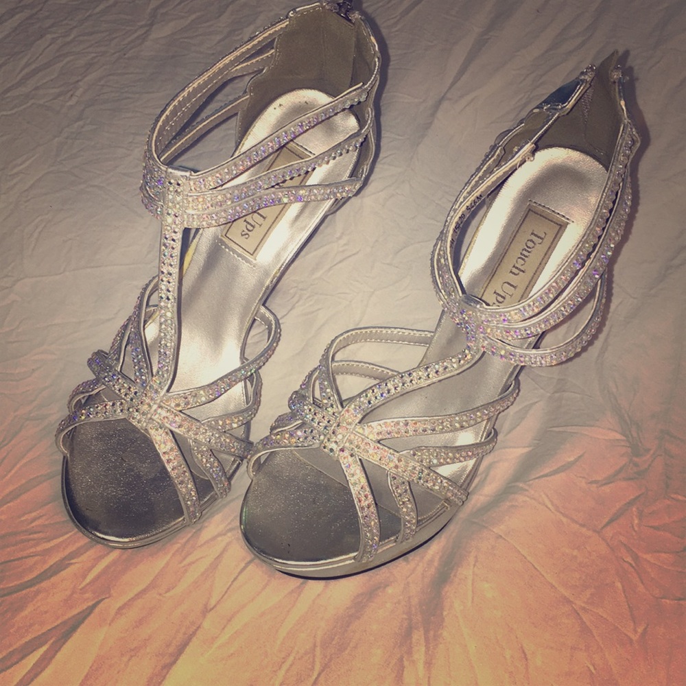 Sparkly silver heels